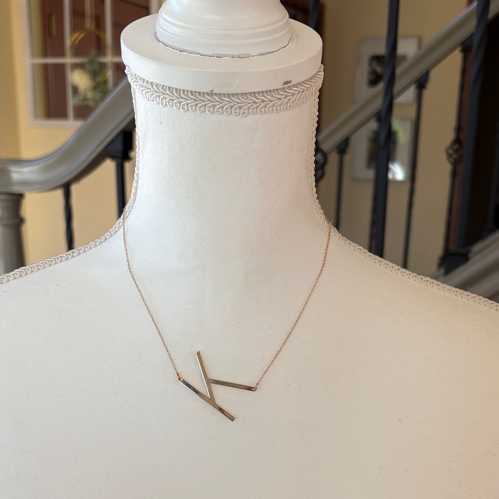 “K” Initial Gold Toned Necklace